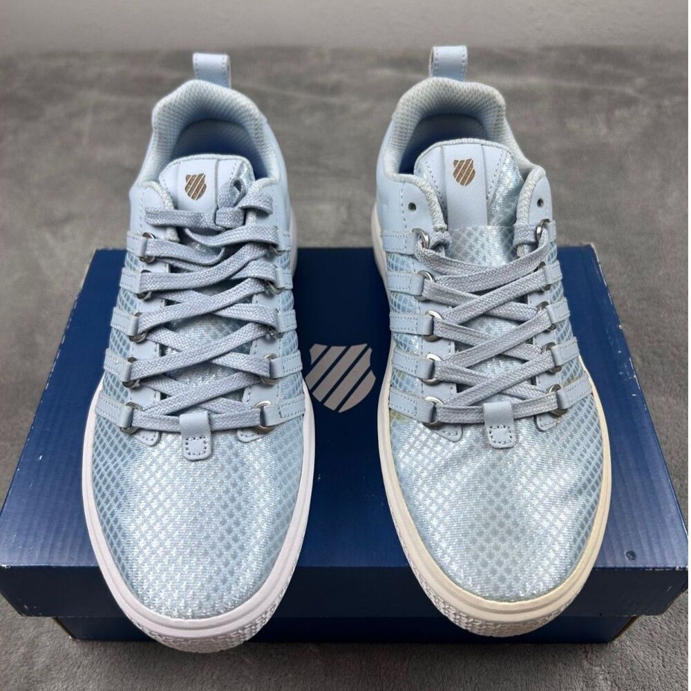 K-Swiss Donovan WVN Low Baby Blue Women Size 7 NWB Yellowing Stain Flaw